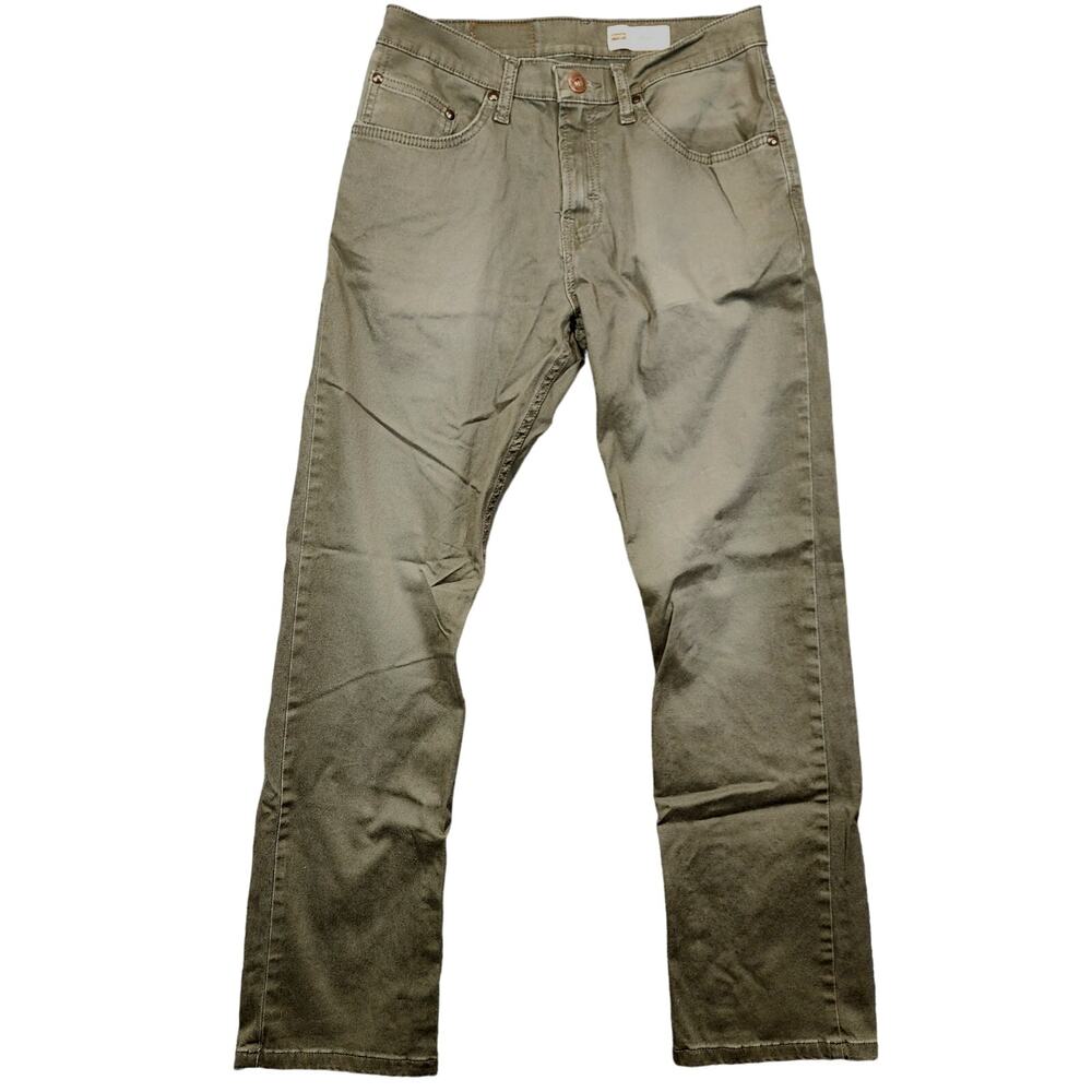 Wrangler Mens Pant 29x30 (28x30) Olive Green Straight Fit Office Casual Academia